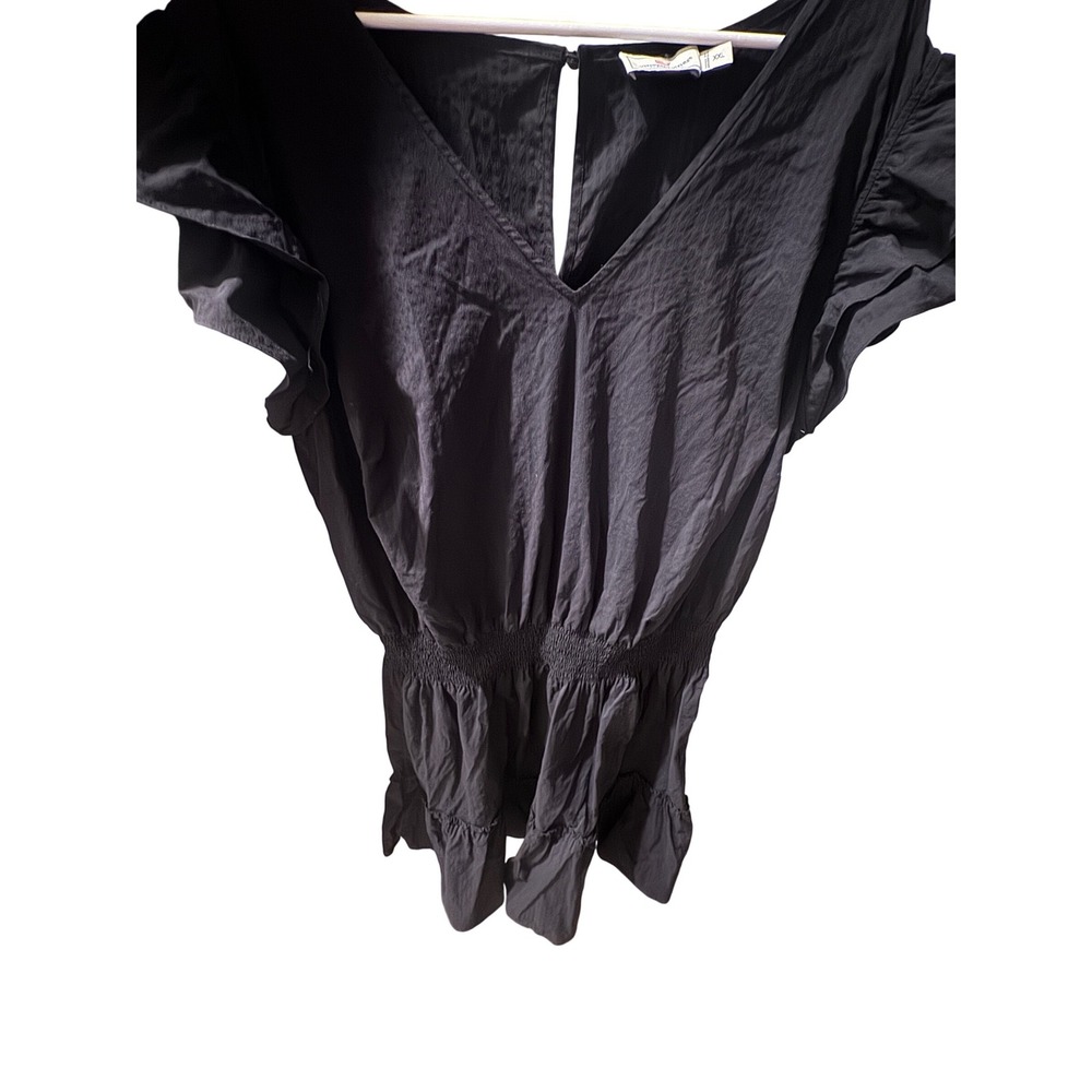 Vineyard Vines Performance Dress Womens XXL Black V-Neck Flutter Sleeve Smocked
